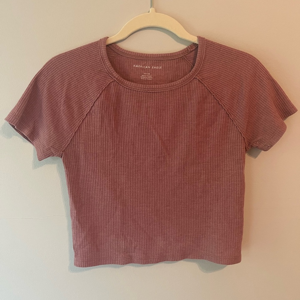 American Eagle Small Pink Waffle Baby Tee